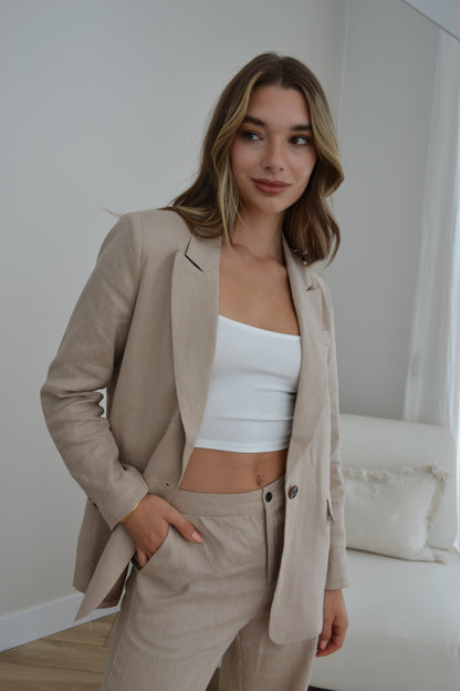 Linen Oversized Blazer Light-Taupe