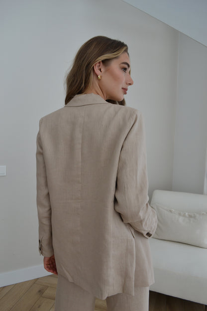 Linen Oversized Blazer Light-Taupe