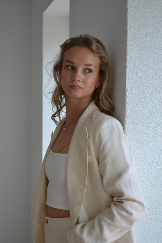 Linen Oversized Blazer Cream