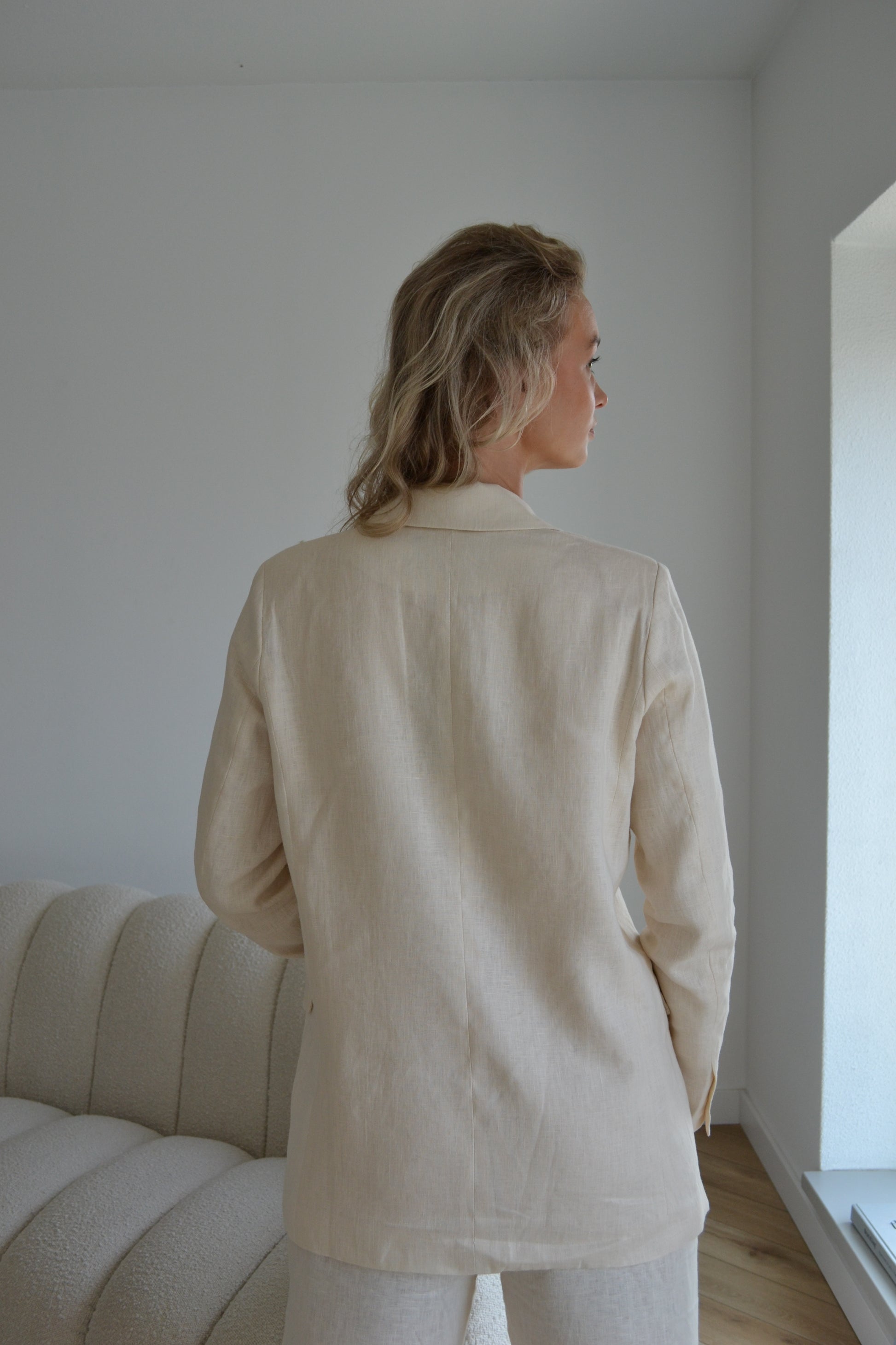 Linen Oversized Blazer Cream – Kalágria - Main Image
